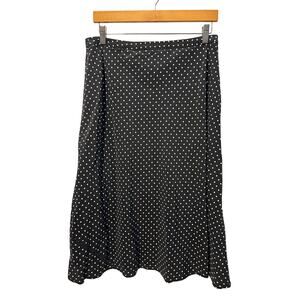 Kate Hill Womens Silk Midi Skirt Black with Polka Dots Size 10